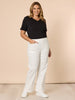 Carpenter Stretch Wide Leg Pull On Denim Jean - Ivory