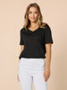 Cotton V  Neck T-shirt - Black