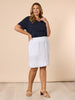 Mimi Linen Ruffle Hem Skirt - White RC&CO