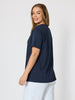 Cotton V Neck  T-shirt - Navy