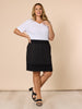 Mimi Linen Ruffle Hem Skirt - Black