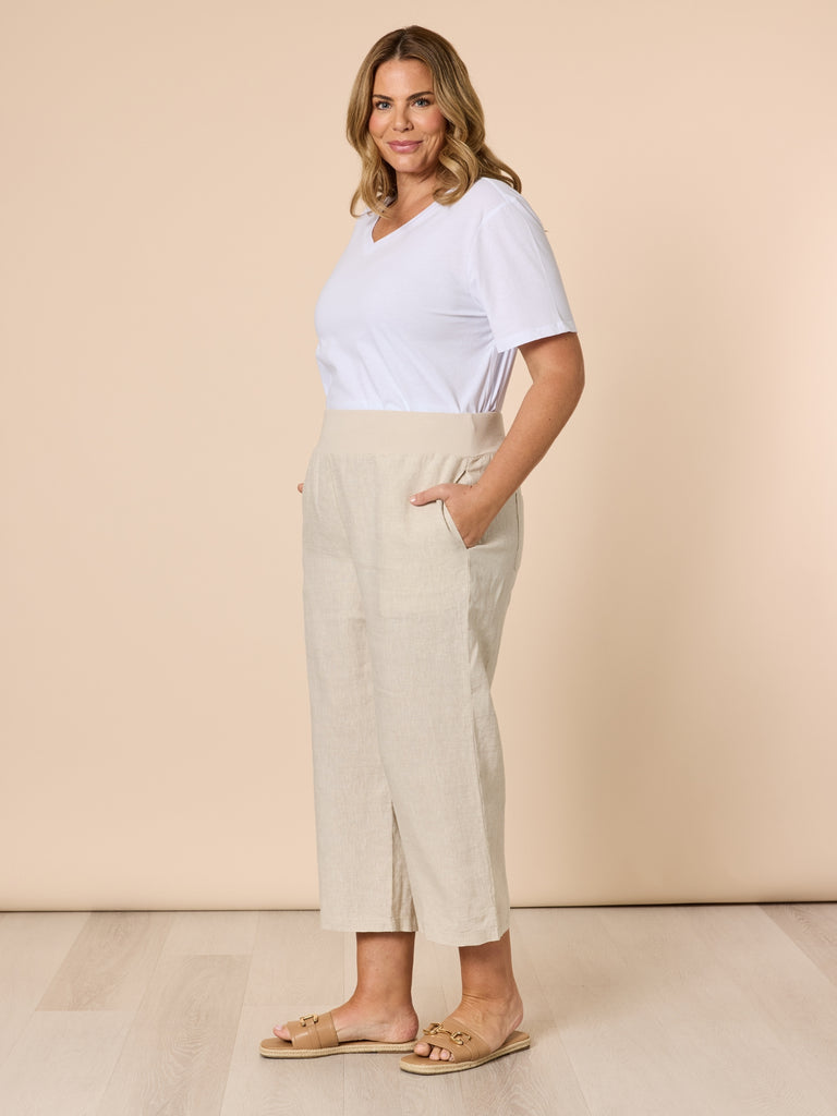 Lara Linen Wide Leg Pant - Natural RC&CO