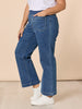 Carpenter Stretch Wide Leg Pull On Denim Jean - Washed Denim RC&CO
