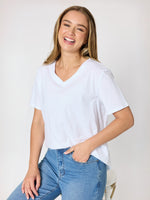 Cotton V  Neck T-shirt - White