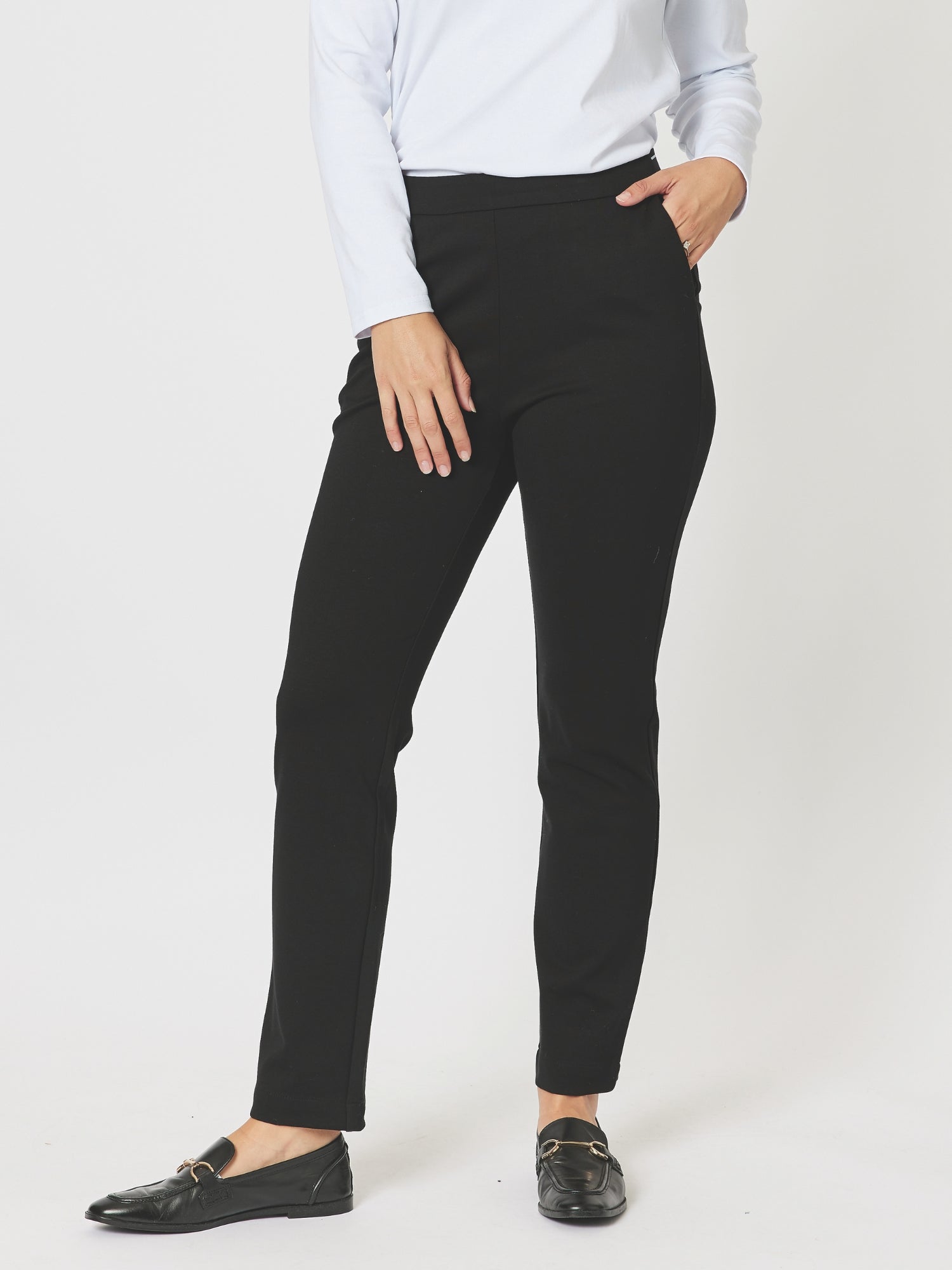 Straight Leg Black Casual Slacks Women's Tall Slim Straight Dress