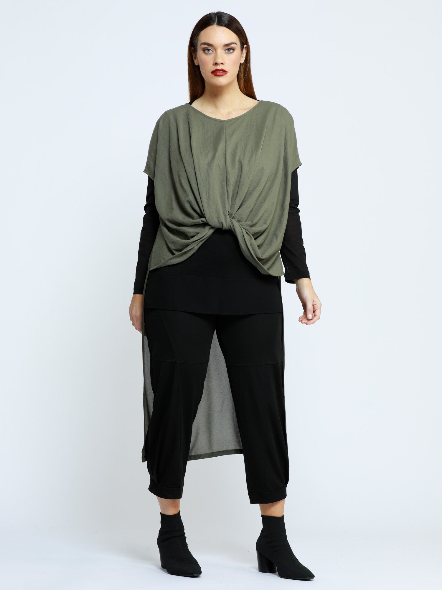 Twist Front Tunic - Khaki