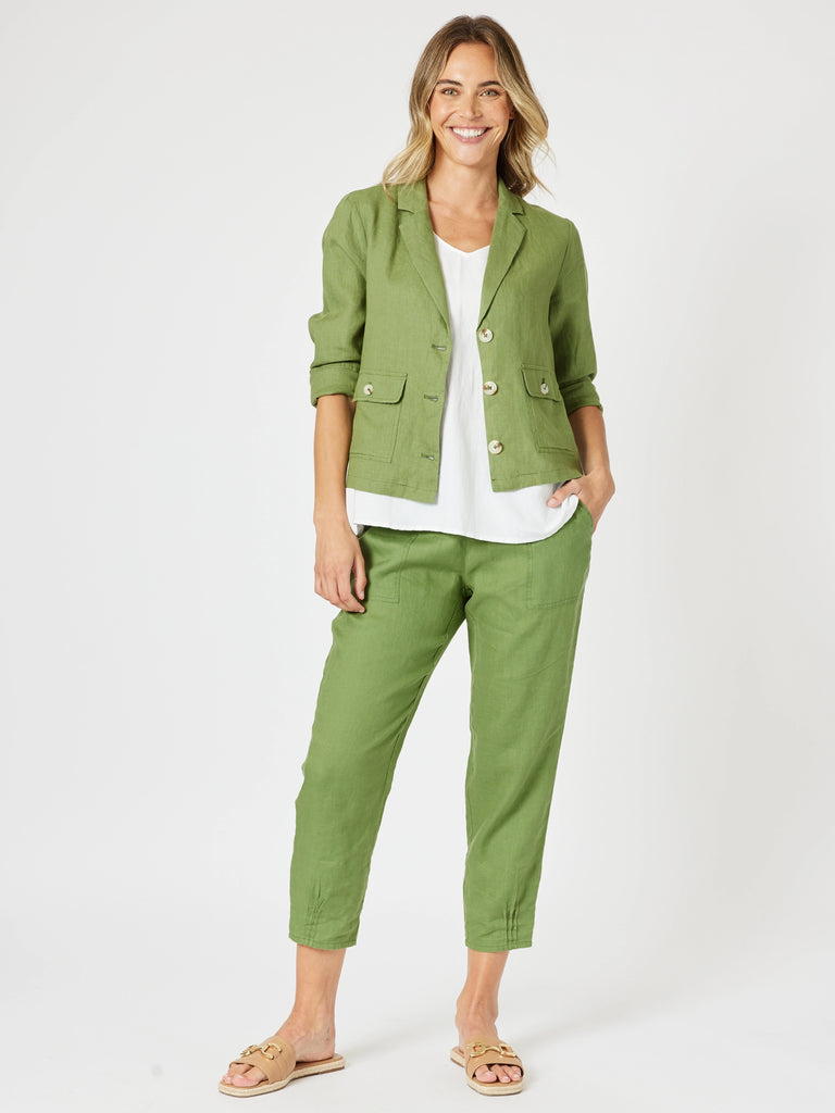 Danielle Linen Jacket - Basil rc&co