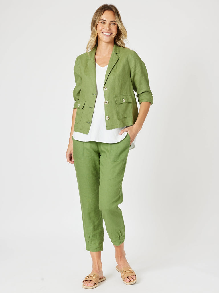 Danielle Linen Jacket - Basil rc&co