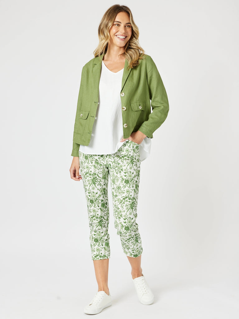 Danielle Linen Jacket - Basil rc&co