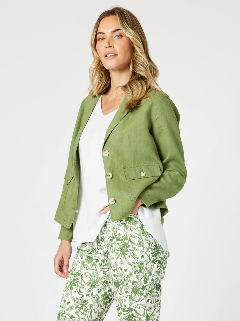 Danielle Linen Jacket - Basil rc&co