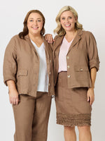Danielle Cropped Linen Blazer - Mocha