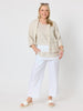 Danielle Cropped Linen Blazer - Natural