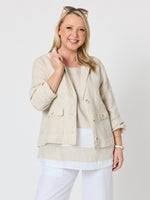 Danielle Cropped Linen Blazer - Natural