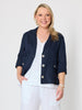 Danielle Cropped Linen Blazer - Navy