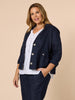 Danielle Linen Cropped Blazer - Navy RC&CO