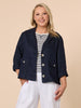 Danielle Linen Cropped Blazer - Navy RC&CO