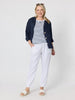 Danielle Cropped Linen Blazer - Navy