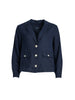 Danielle Cropped Linen Blazer - Navy