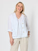 Danielle Cropped Linen Blazer - White