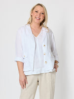 Danielle Cropped Linen Blazer - White
