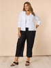 Danielle Linen Cropped Blazer - White RC&CO
