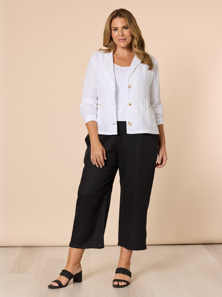 Lara Linen Wide Leg Pant - Black RC&CO