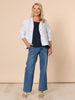 Danielle Linen Cropped Blazer - White RC&CO