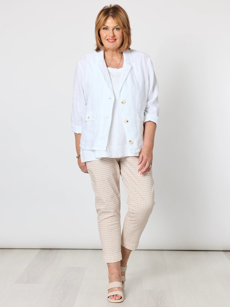 Alexis Gingham Print Pant - Natural rc&co