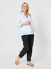 Sarah Linen Pleat Hem Pant - Black