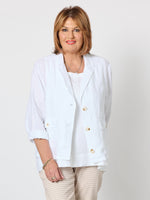 Danielle Linen Cropped Blazer - White