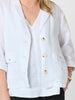 Danielle Cropped Linen Blazer - White