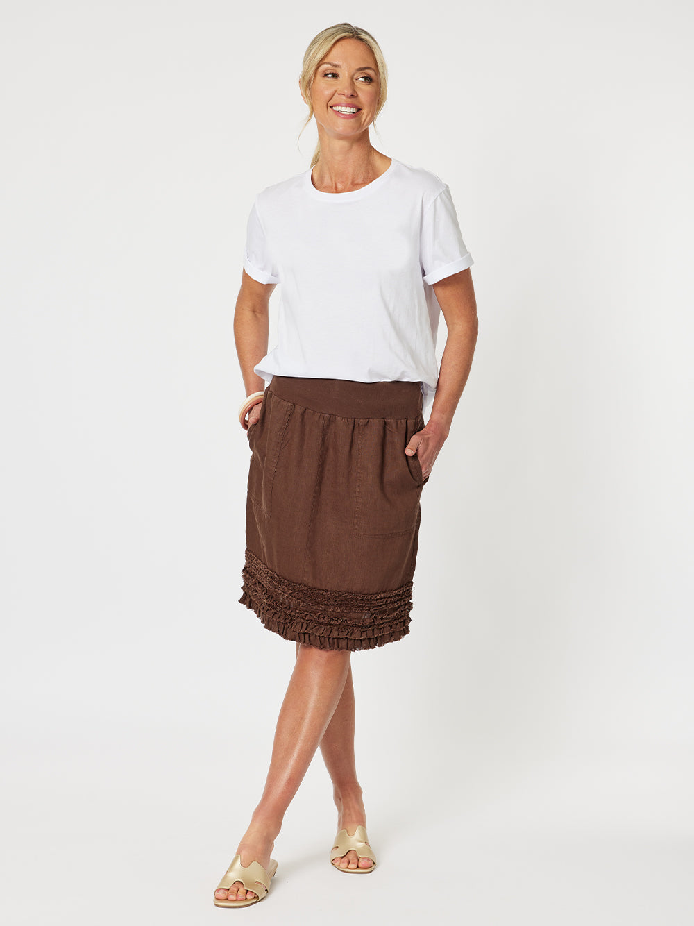 Ruffle Hem Linen Skirt - Koko