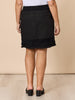 Mimi Linen Ruffle Hem Skirt - Black