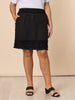 Mimi Linen Ruffle Hem Skirt - Black