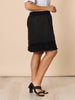 Mimi Linen Ruffle Hem Skirt - Black