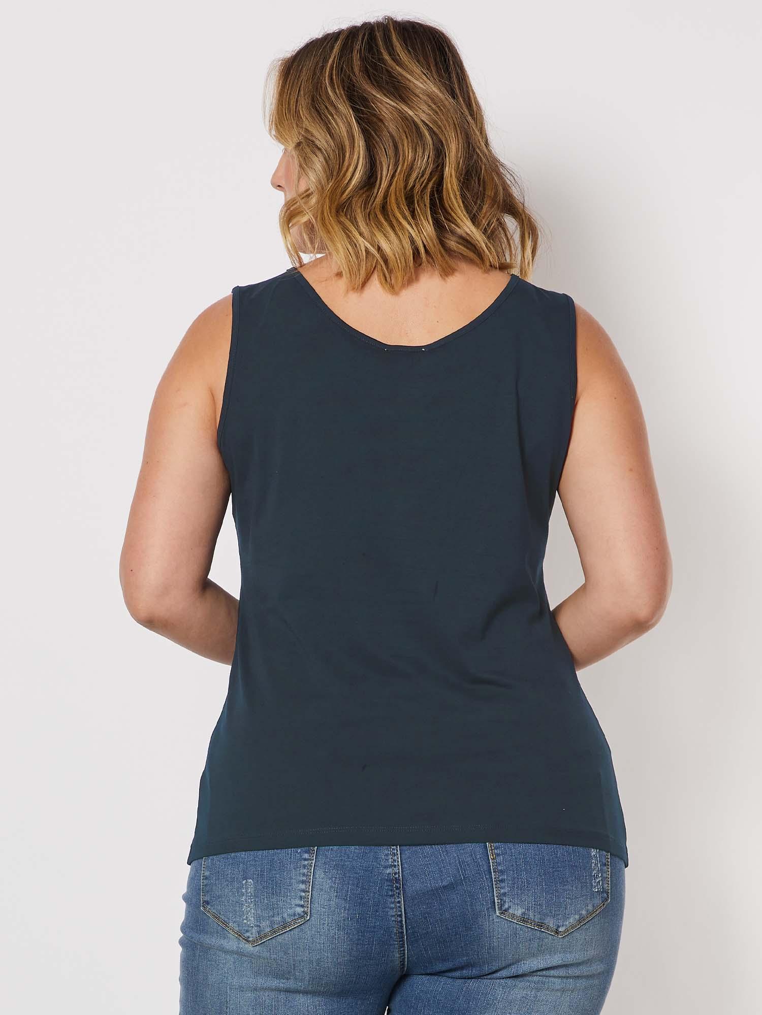 Stretch Cotton Cami - Marine