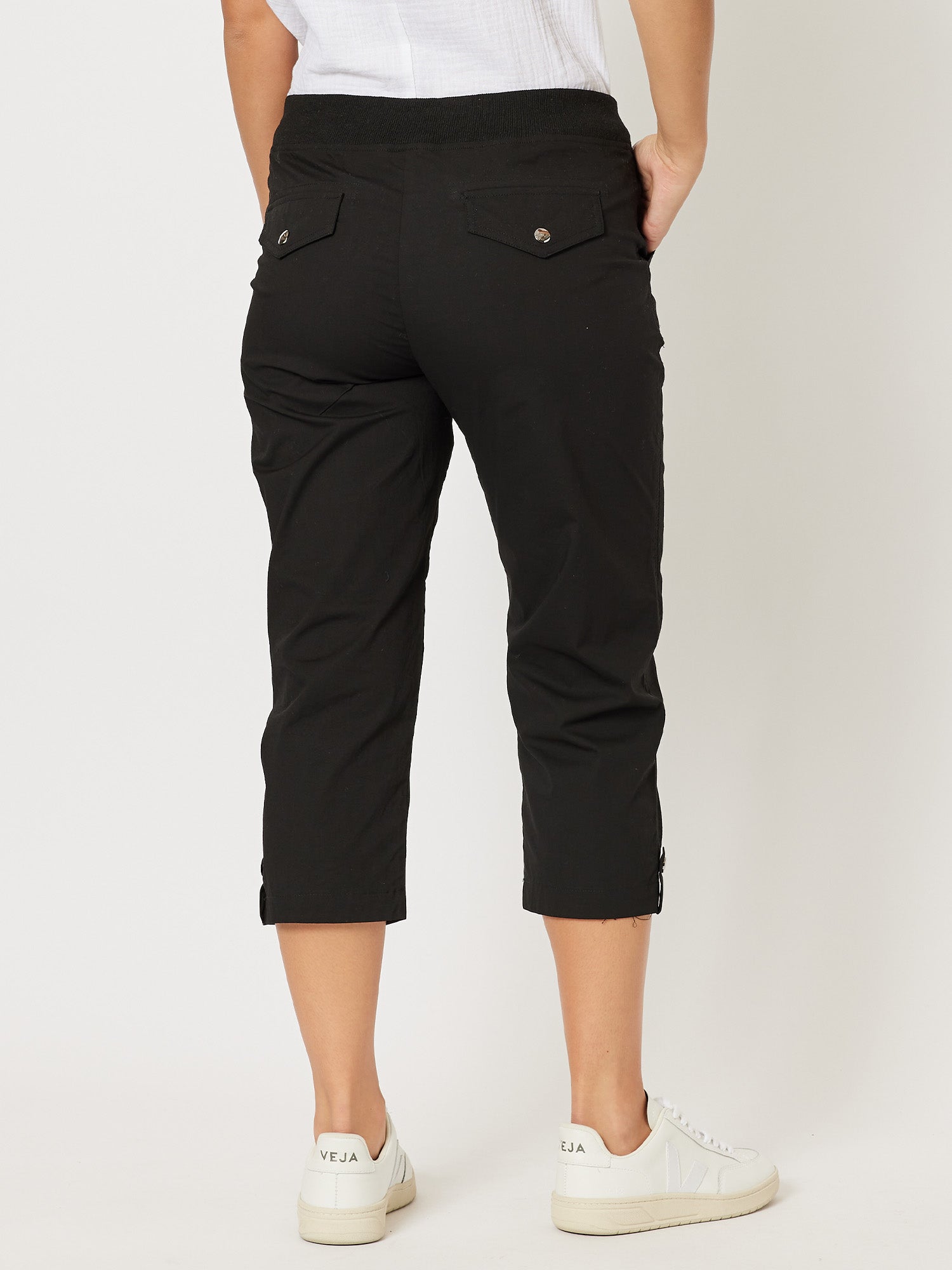 Santorini Cropped Cotton Pant - Black