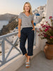 Santorini Cropped Cotton Pant - Navy