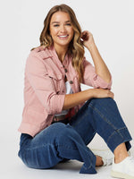 Military Denim Jacket - Pink