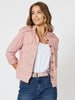 Military Style Denim Jacket - Pink