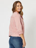 Military Style Denim Jacket - Pink