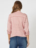 Military Style Denim Jacket - Pink