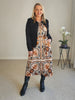 Studio Button Floral Print Dress - Chocolate Multi