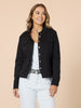 Military Style Denim Jacket - Black