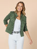 Military Style Denim Jacket - Khaki