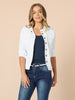 Military Style Denim Jacket - White