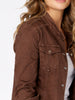 Military Style Denim Jacket - Chocolate