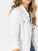 Military Style Denim Jacket - White