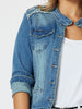 Military Style Denim Jacket - Denim