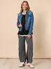 Military Style Denim Jacket - Denim rc&co